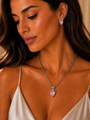 Rose crystal Heart Pendant Necklace – 18" + 3" Extender