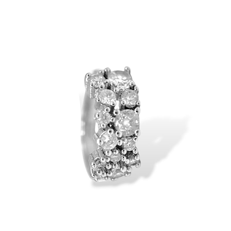 Tazza silver & Rhinestone Cuff Ear Clip – 0.5" one piece(No Piercing Required)
