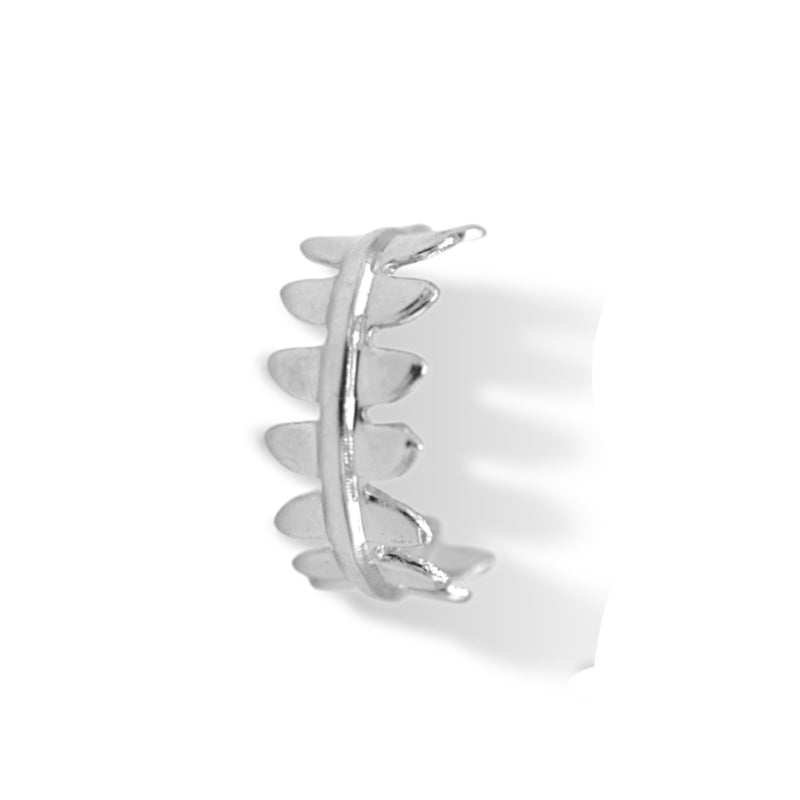 Rhodium Leaf Cuff Ear Clip – 0.5" Inch No Piercing Required Fashion Earring one piece