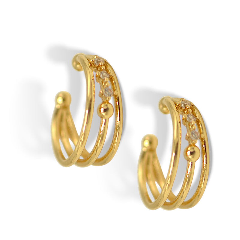 Gold Sparkling Cuff Ear Clip – 0.5" Inch No Piercing Required Fashion Earring