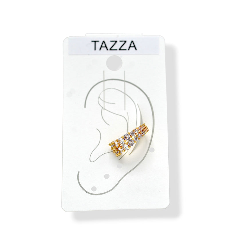 Glamorous Gold-Tone Huggie Clip Earrings with Brilliant Rhinestones (0.7")