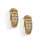 Glamorous Gold-Tone Huggie Clip Earrings with Brilliant Rhinestones (0.7")
