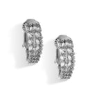 Glamorous Silver-Tone Huggie Clip Earrings with Brilliant Rhinestones (0.7")