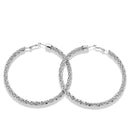 Rhodium Rhinestone Wrapped Hoop Earrings – 3" Statement Hoops