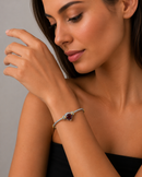 Garnet Heart Crystal Cable Bracelet – 2.5" Diameter