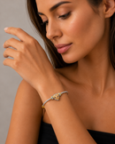 Topaz Crystal Heart Stone Cable Bracelet – 2.5" Diameter