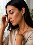 Light Topazl Stud Earrings – Silver & Gold Tone Accents | 0.8"