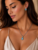 Aqua Blue  Heart Pendant Necklace – 18" + 3" Extender