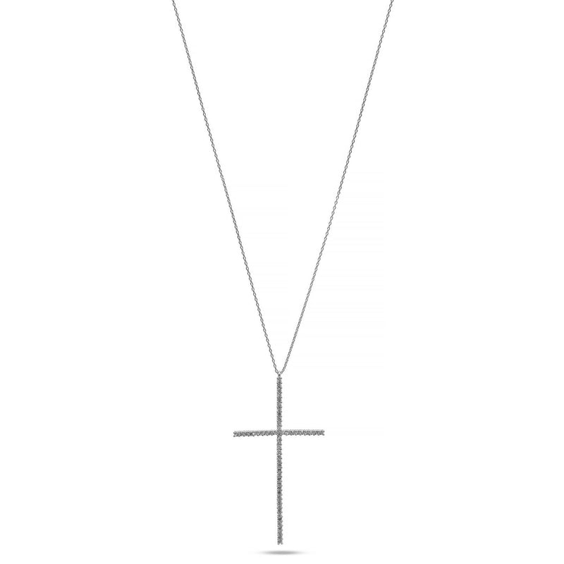 SILVER CRYSTAL CROSS PENDANT CHAIN NECKLACE