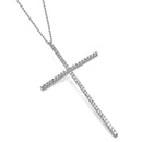 SILVER CRYSTAL CROSS PENDANT CHAIN NECKLACE