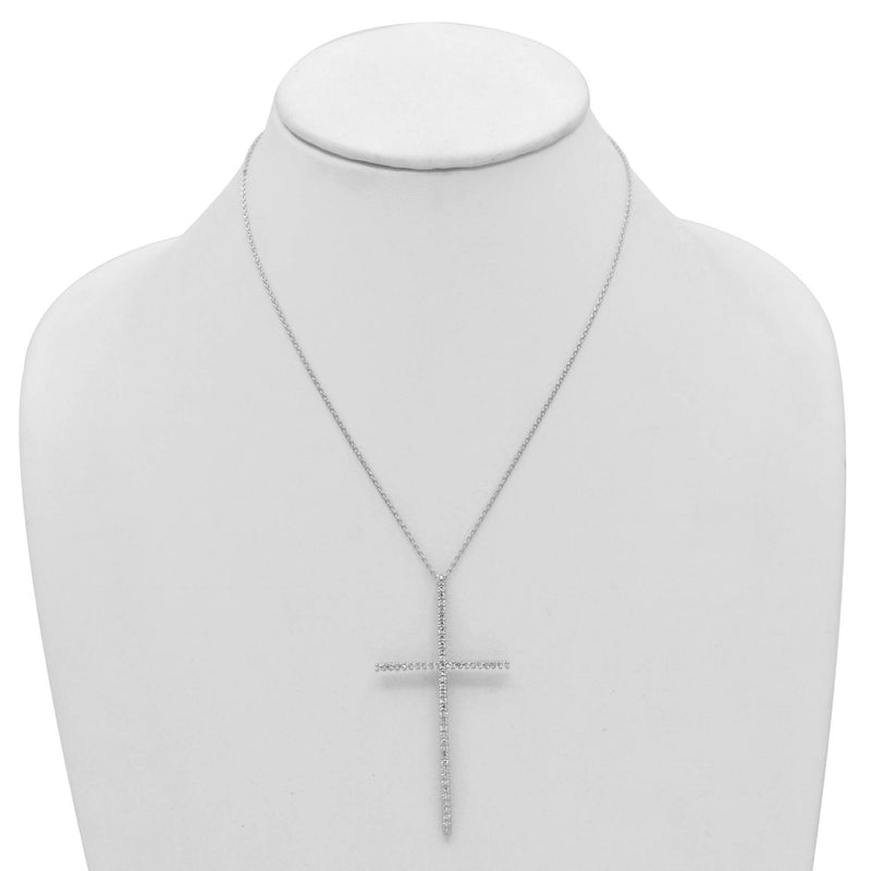 SILVER CRYSTAL CROSS PENDANT CHAIN NECKLACE