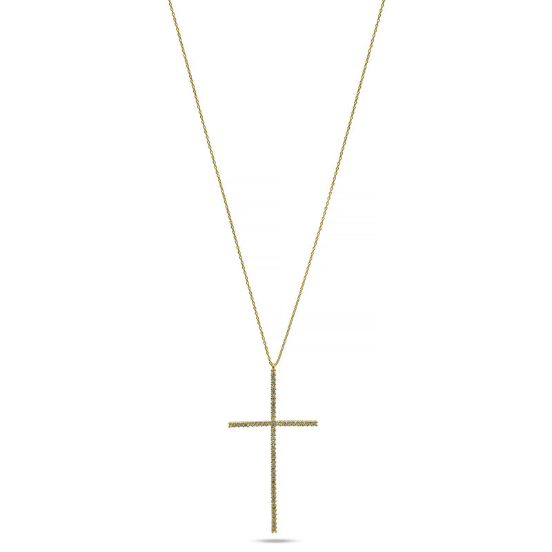 GOLD CRYSTAL CROSS PENDANT CHAIN NECKLACE