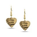 GOLD OXIDIZE HEART PENDANT DROP EARRINGS