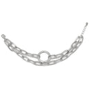 SILVER RECTANGLE LINK CHAIN AND RORUND TWO ROW BRACELET