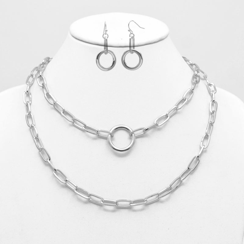 Silver Chocker Locket Pendant double Layered Party-Wear Fashion Jewellery For Women