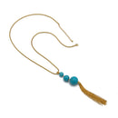 GOLD TURQUOISE LONG TASSEL NECKLACE