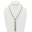 Gold Cream Pearl Tassel Necklace