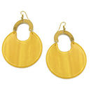 Gold Yellow Marbled Resin Drop Earrings