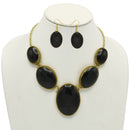 GOLD BLACK OVAL RESIN NECKLACE AND EARRINGS SET
