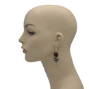 SILVER WINE AND BROWN COLOR RESIN BEADS EARRINGS