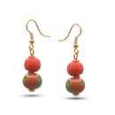 Orange And Coral Ceramic Beads Drop Earrings