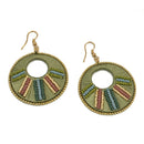 MULTI COLOR BEADS AND GREEN THREAD GOLD EARRINGS