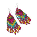 SILVER MULTI COLOR SEED BEADS CHANDELIER EARRINGS