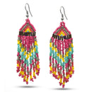 SILVER MULTI COLOR SEED BEADS CHANDELIER EARRINGS