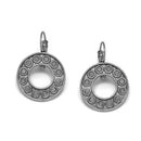 SILVER OXIDIZE CIRCLE EURO EARRINGS