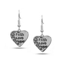 SILVER OXIDIZE HEART PENDANT DROP EARRINGS
