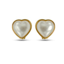 Gold cream heart pearl clip-on earring