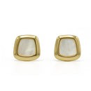 Gold and Mother of pearl clip earrings
