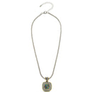Two-Tone Abalone Square Pendant Box Chain Necklace