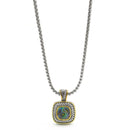 Two-Tone Abalone Square Pendant Box Chain Necklace