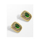 Two Tone Emerald  Square cable Earrings for Women