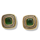Two Tone Emerald  Square cable Earrings for Women