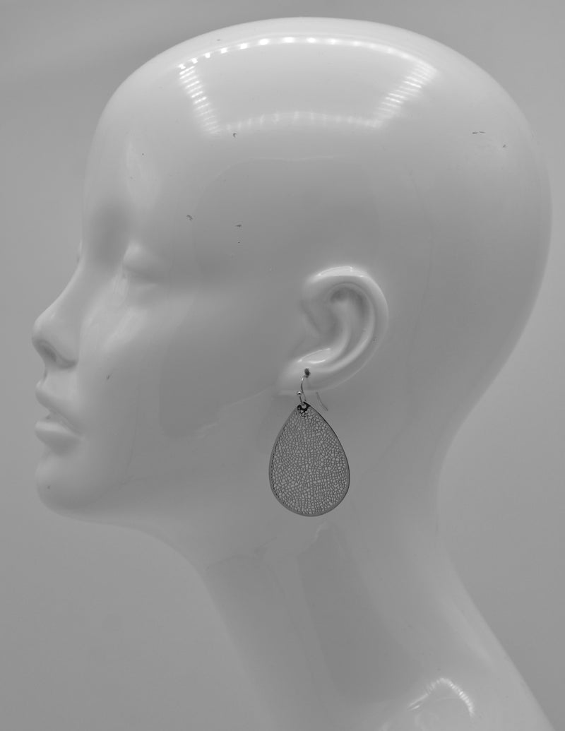 Rhodium Teardrop Dangle Earrings