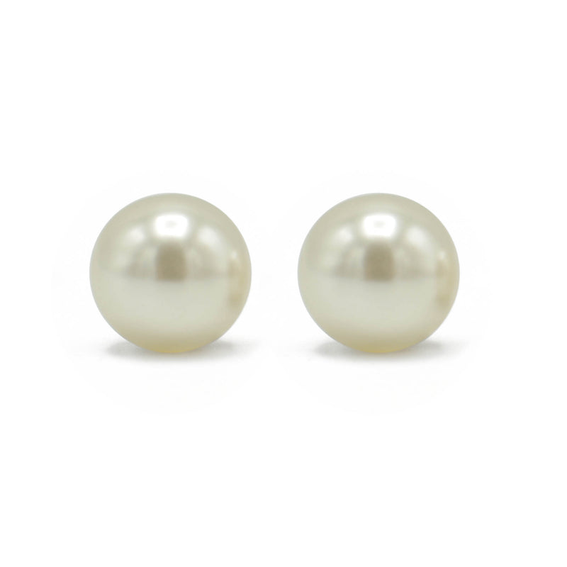 Gold 12 mm Cream Pearl Stud Earring