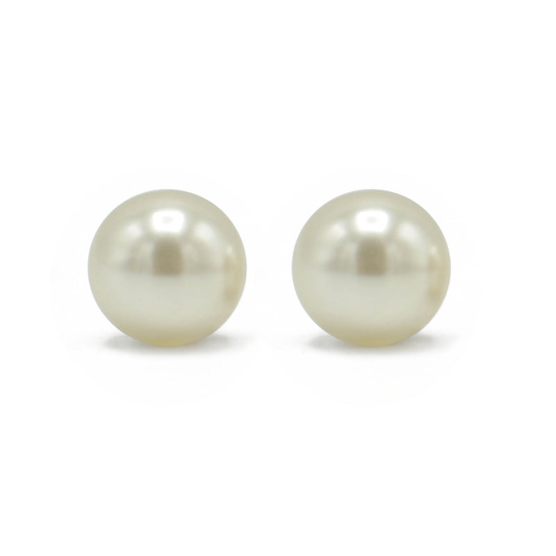 Gold 10Mm Cream Pearl Stud Earring