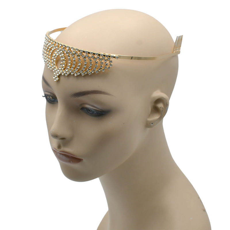 Gold Crystal head piece for Bridal crown topper hair peace $