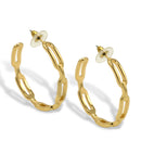 Modern Gold Chain Link Hoop Earrings 1.5"