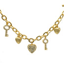Gold Crystal Heart and Key charm Bracelet