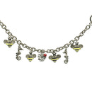 Rhodium Crystal Yellow Bee and White flower charm Bracelet