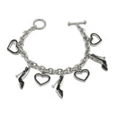 Gold with Black Shoe and Heart Charms Bracelet