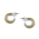 Two Tone Crossover small Hoop Earrings