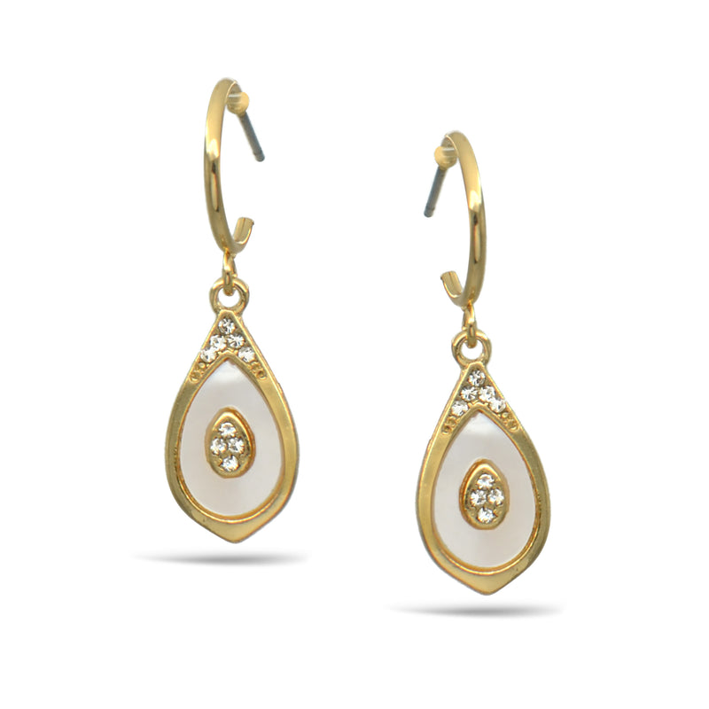 Gold Teardrop Mother of pear earrings