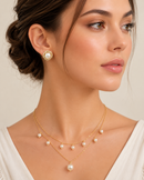 Classic Faux Pearl Halo Clip-On Earrings for Women – Gold Tone Crystal Pearl Statement Earrings, 0.8 Inch