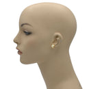 Gold Heart Cream Pearl Stud Earrings