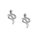 Rhodium small Snake Stud Earrings
