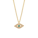 Gold crystal evil eye turquoise stone pendant necklace